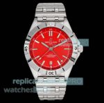 Swiss Clone Breitling Chronomat Automatic GMT 40 Red Face Stainless Steel Watch 